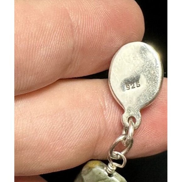 Vintage Southwestern Sterling Silver and Jasper Beaded Necklace Rectangle - Picture 7 of 7